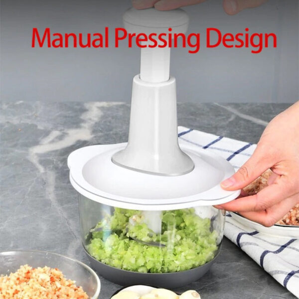 Four Blade Hand Pressure Vegetable Grinder Manual Kitchen Chopper Garlic Masher - Image 9