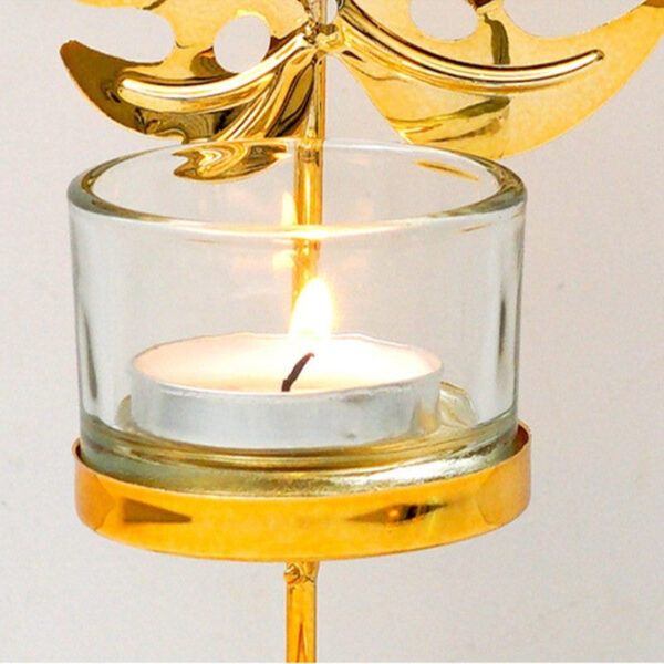 Metal Candlestick Holder Gold Leaves Dining Table Candle Stand Aroma Ornament - Image 4